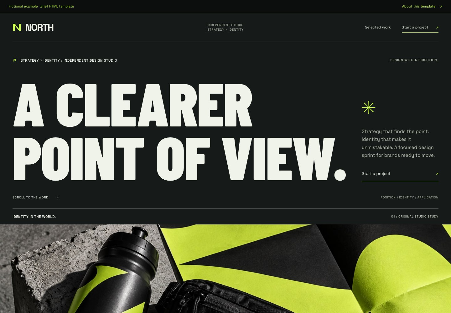 The actual Brief landing-page template for NORTH