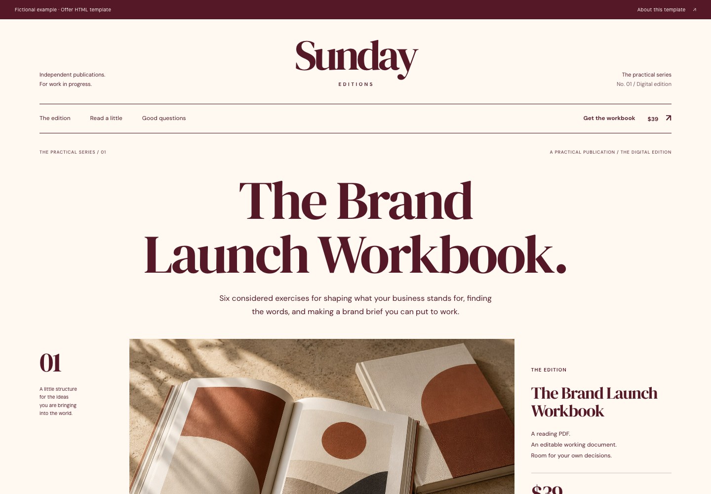 The actual Offer landing-page template for Sunday Editions